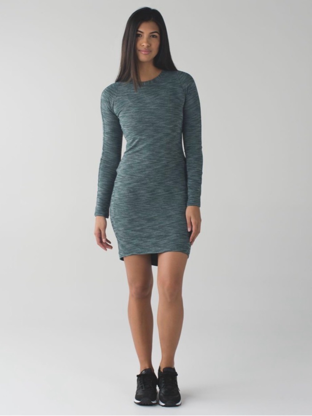 Lululemon &go Where-To Long Sleeve Dress Heathered Dark Fuel Teal Sz 8